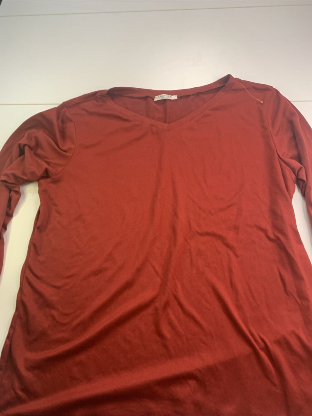 Ekouaer Long Sleeve Shirt V Neck Women Red Med